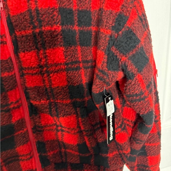 Super soft faux Sherpa zip up jacket w pockets - buffalo plaid nwt - Picture 2 of 5